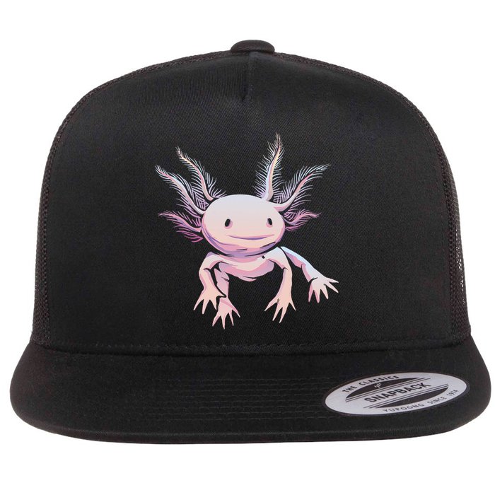 Axolotl Realistic Cute Salamander Amphibian Axolotl Lover Flatbill Hat