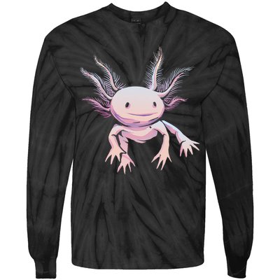 Axolotl Realistic Cute Salamander Amphibian Axolotl Lover Tie-Dye Long Sleeve Shirt
