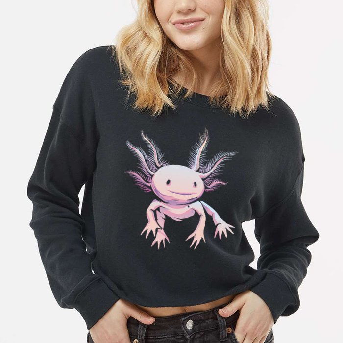 Axolotl Realistic Cute Salamander Amphibian Axolotl Lover Cropped Pullover Crew
