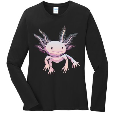 Axolotl Realistic Cute Salamander Amphibian Axolotl Lover Ladies Long Sleeve Shirt