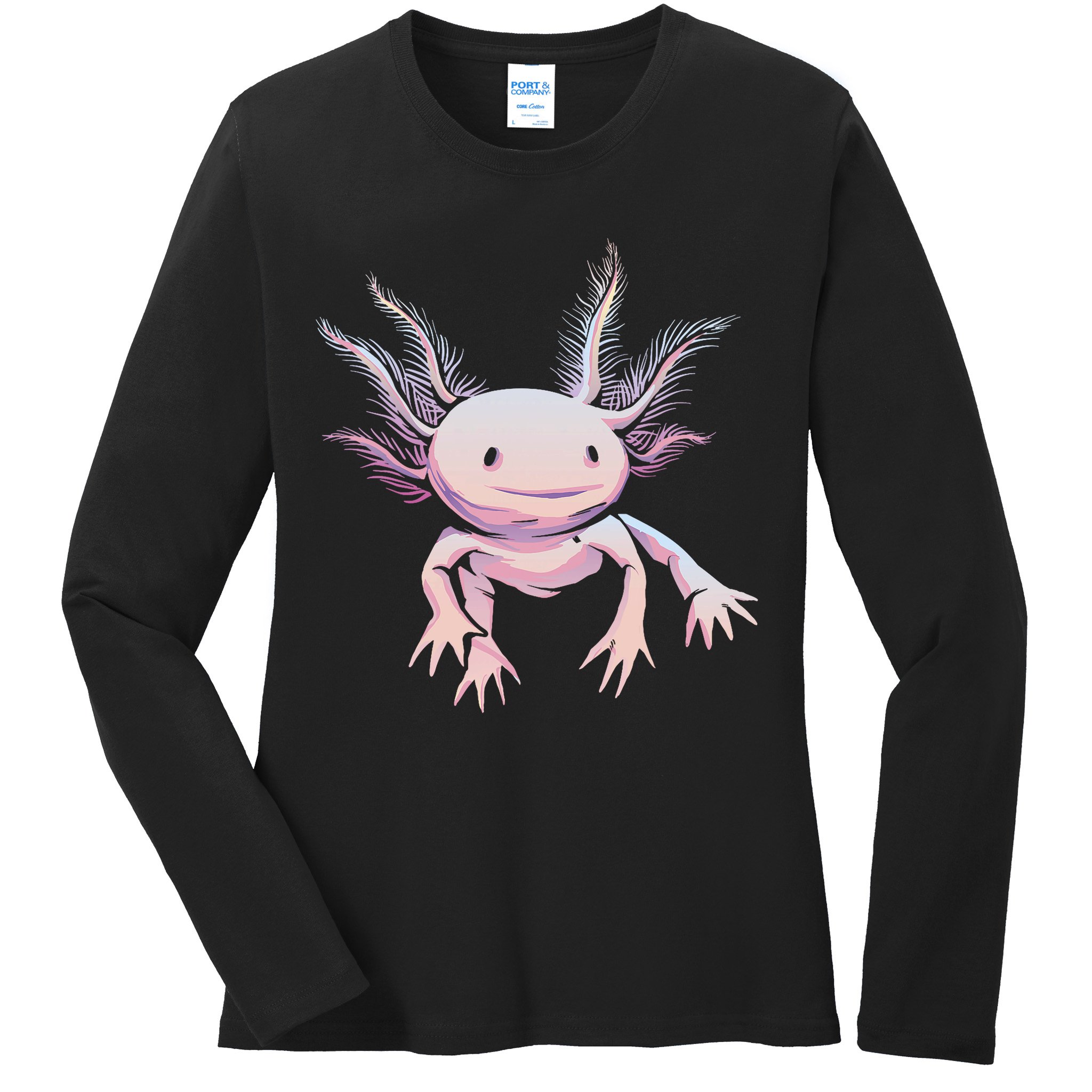 Axolotl Realistic Cute Salamander Amphibian Axolotl Lover Ladies Long Sleeve Shirt
