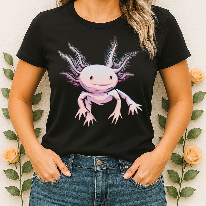 Axolotl Realistic Cute Salamander Amphibian Axolotl Lover Womens T-Shirt