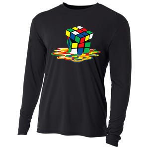 Awesome Rubics Cube Tee Melting Rubik Rubix Cooling Performance Long Sleeve Crew