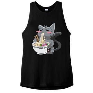 Anime Ramen Cat Kawaii Neko Gift Ladies PosiCharge Tri-Blend Wicking Tank