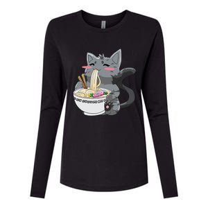 Anime Ramen Cat Kawaii Neko Gift Womens Cotton Relaxed Long Sleeve T-Shirt