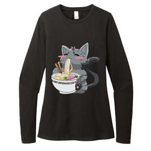 Anime Ramen Cat Kawaii Neko Gift Womens CVC Long Sleeve Shirt