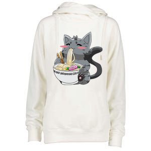 Anime Ramen Cat Kawaii Neko Gift Womens Funnel Neck Pullover Hood