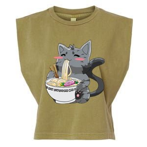 Anime Ramen Cat Kawaii Neko Gift Garment-Dyed Women's Muscle Tee