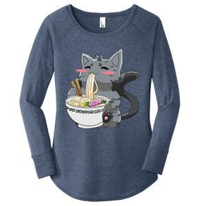 Anime Ramen Cat Kawaii Neko Gift Women's Perfect Tri Tunic Long Sleeve Shirt