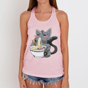 Anime Ramen Cat Kawaii Neko Gift Women's Knotted Racerback Tank