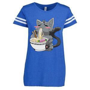 Anime Ramen Cat Kawaii Neko Gift Enza Ladies Jersey Football T-Shirt