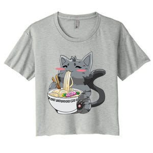 Anime Ramen Cat Kawaii Neko Gift Women's Crop Top Tee