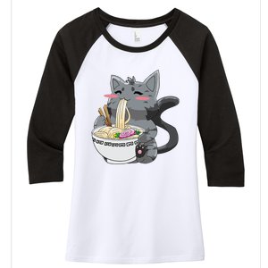 Anime Ramen Cat Kawaii Neko Gift Women's Tri-Blend 3/4-Sleeve Raglan Shirt