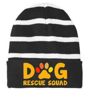 Animal Rescue Cute Animal Shelter Dog Rescue Squad Striped Beanie with Solid Band