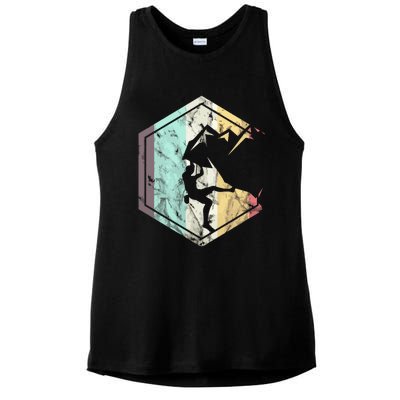 Awesome Rock Climbing Retro Mountain Climber Hiker Alpinism Ladies PosiCharge Tri-Blend Wicking Tank