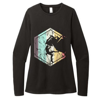 Awesome Rock Climbing Retro Mountain Climber Hiker Alpinism Womens CVC Long Sleeve Shirt