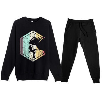 Awesome Rock Climbing Retro Mountain Climber Hiker Alpinism Premium Crewneck Sweatsuit Set