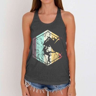 Awesome Rock Climbing Retro Mountain Climber Hiker Alpinism Women's Knotted Racerback Tank