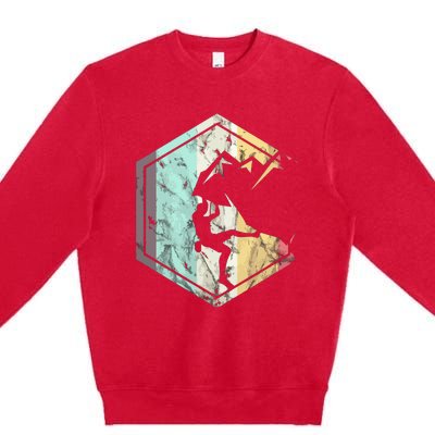 Awesome Rock Climbing Retro Mountain Climber Hiker Alpinism Premium Crewneck Sweatshirt