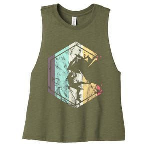 Awesome Rock Climbing Retro Mountain Climber Hiker Alpinism Women's Racerback Cropped Tank