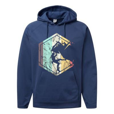 Awesome Rock Climbing Retro Mountain Climber Hiker Alpinism Performance Fleece Hoodie