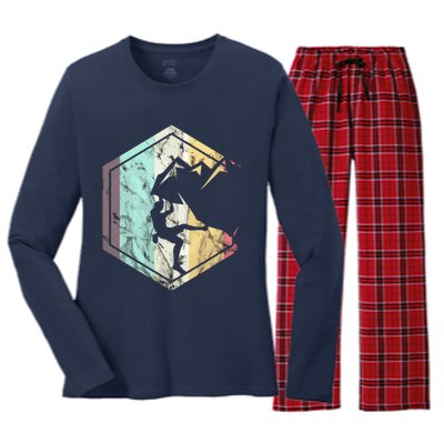 Awesome Rock Climbing Retro Mountain Climber Hiker Alpinism Women's Long Sleeve Flannel Pajama Set 