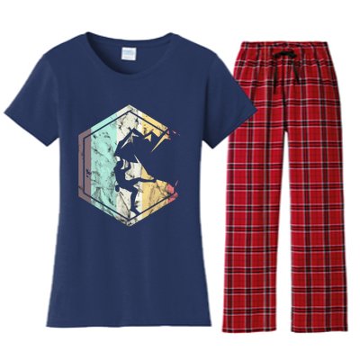 Awesome Rock Climbing Retro Mountain Climber Hiker Alpinism Women's Flannel Pajama Set