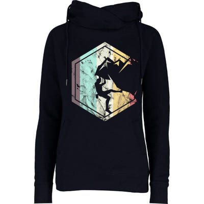 Awesome Rock Climbing Retro Mountain Climber Hiker Alpinism Womens Funnel Neck Pullover Hood