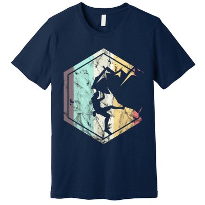 Awesome Rock Climbing Retro Mountain Climber Hiker Alpinism Premium T-Shirt