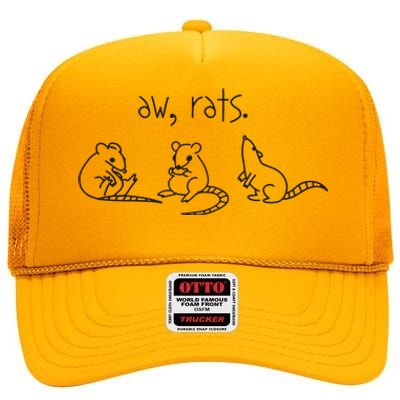 Aw Rats Cute Rat Trio Funny High Crown Mesh Back Trucker Hat