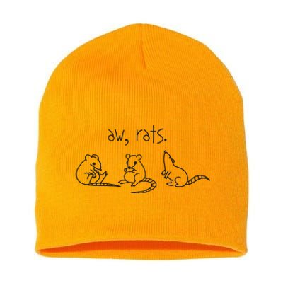 Aw Rats Cute Rat Trio Funny Short Acrylic Beanie