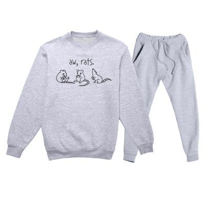 Aw Rats Cute Rat Trio Funny Premium Crewneck Sweatsuit Set