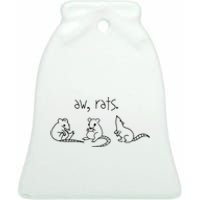 Aw Rats Cute Rat Trio Ceramic Bell Ornament