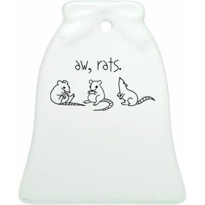 Aw Rats Cute Rat Trio Ceramic Bell Ornament