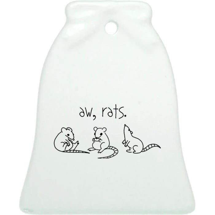 Aw Rats Cute Rat Trio Ceramic Bell Ornament