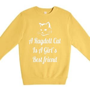 A Ragdoll Cat Is A Girl's Best Friend Christmas Gift Mothers Day Pet Cat Friend Premium Crewneck Sweatshirt