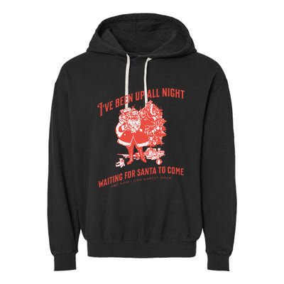 Adult Rude Christmas Waiting For Santa Garment-Dyed Fleece Hoodie