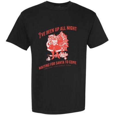 Adult Rude Christmas Waiting For Santa Garment-Dyed Heavyweight T-Shirt