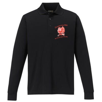 Adult Rude Christmas Waiting For Santa Performance Long Sleeve Polo