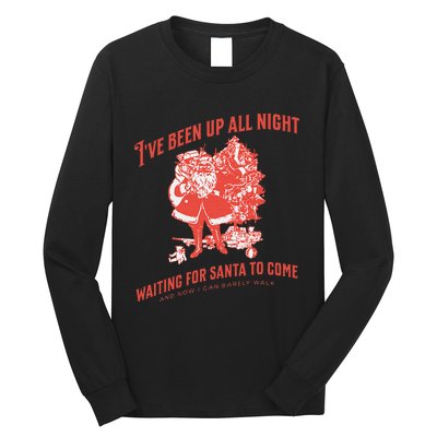 Adult Rude Christmas Waiting For Santa Long Sleeve Shirt