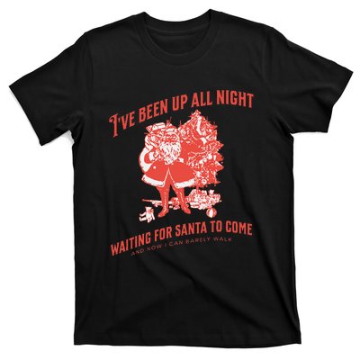 Adult Rude Christmas Waiting For Santa T-Shirt