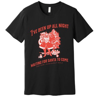 Adult Rude Christmas Waiting For Santa Premium T-Shirt