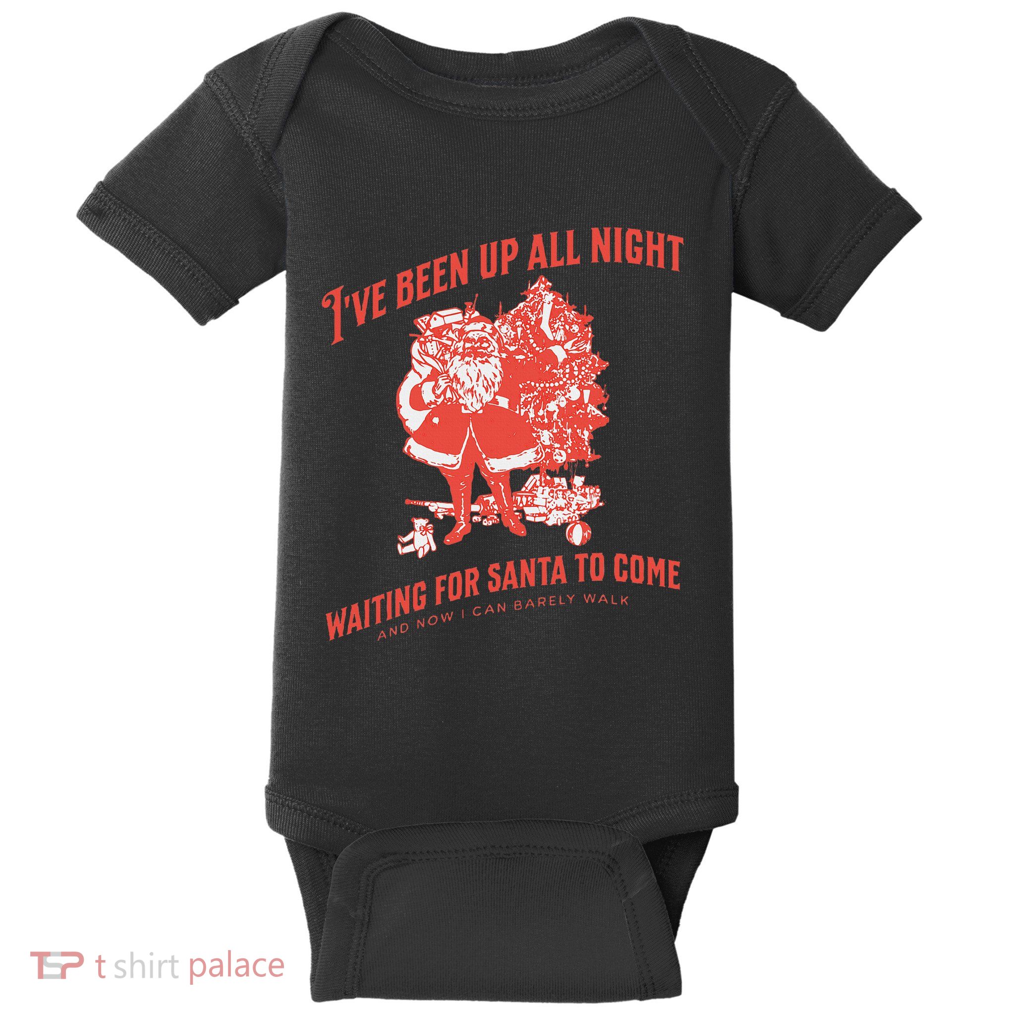 Adult Rude Christmas Waiting For Santa Baby Bodysuit