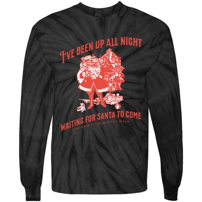 Adult Rude Christmas Waiting For Santa Tie-Dye Long Sleeve Shirt