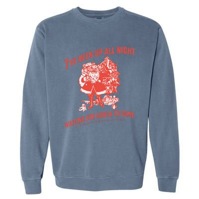 Adult Rude Christmas Waiting For Santa Garment-Dyed Sweatshirt