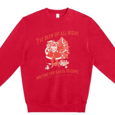 Adult Rude Christmas Waiting For Santa Premium Crewneck Sweatshirt