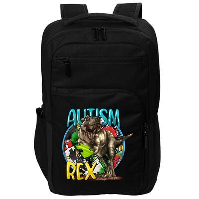 Autism Rex Cool Autism Awareness T Rex Design Impact Tech Backpack