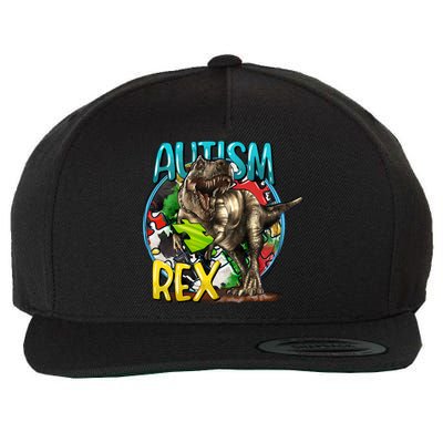Autism Rex Cool Autism Awareness T Rex Design Wool Snapback Cap