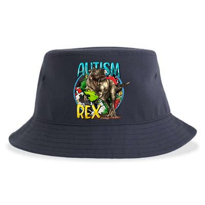 Autism Rex Cool Autism Awareness T Rex Design Sustainable Bucket Hat