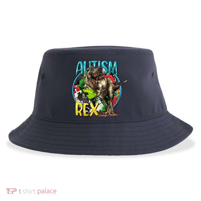 Autism Rex Cool Autism Awareness T Rex Design Sustainable Bucket Hat